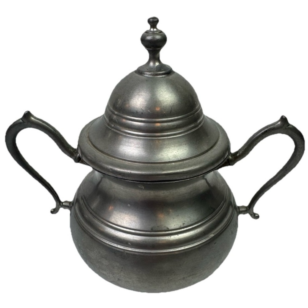 VTG Royal Holland Pewter Sugar Bowl W/Lid KMD Daalderop Made In Holland Servware